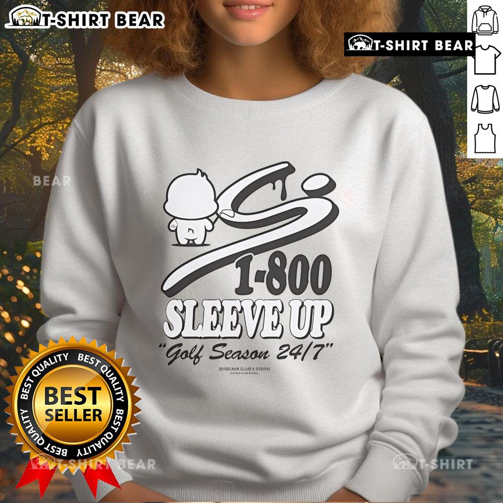Pretty Birdieaux Sleeve Up Golf Season Storyi Collab Sweatshirt featuring a stylish design perfect for golf enthusiasts.