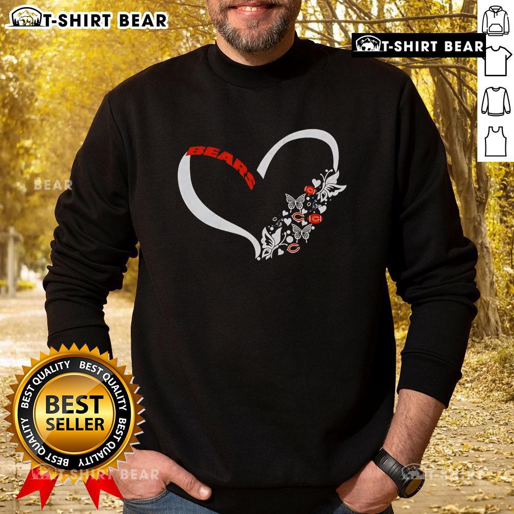 Pretty butterflies in my stomach Chicago Bears NFL sweatshirt displayed on a cozy background, perfect for fans.