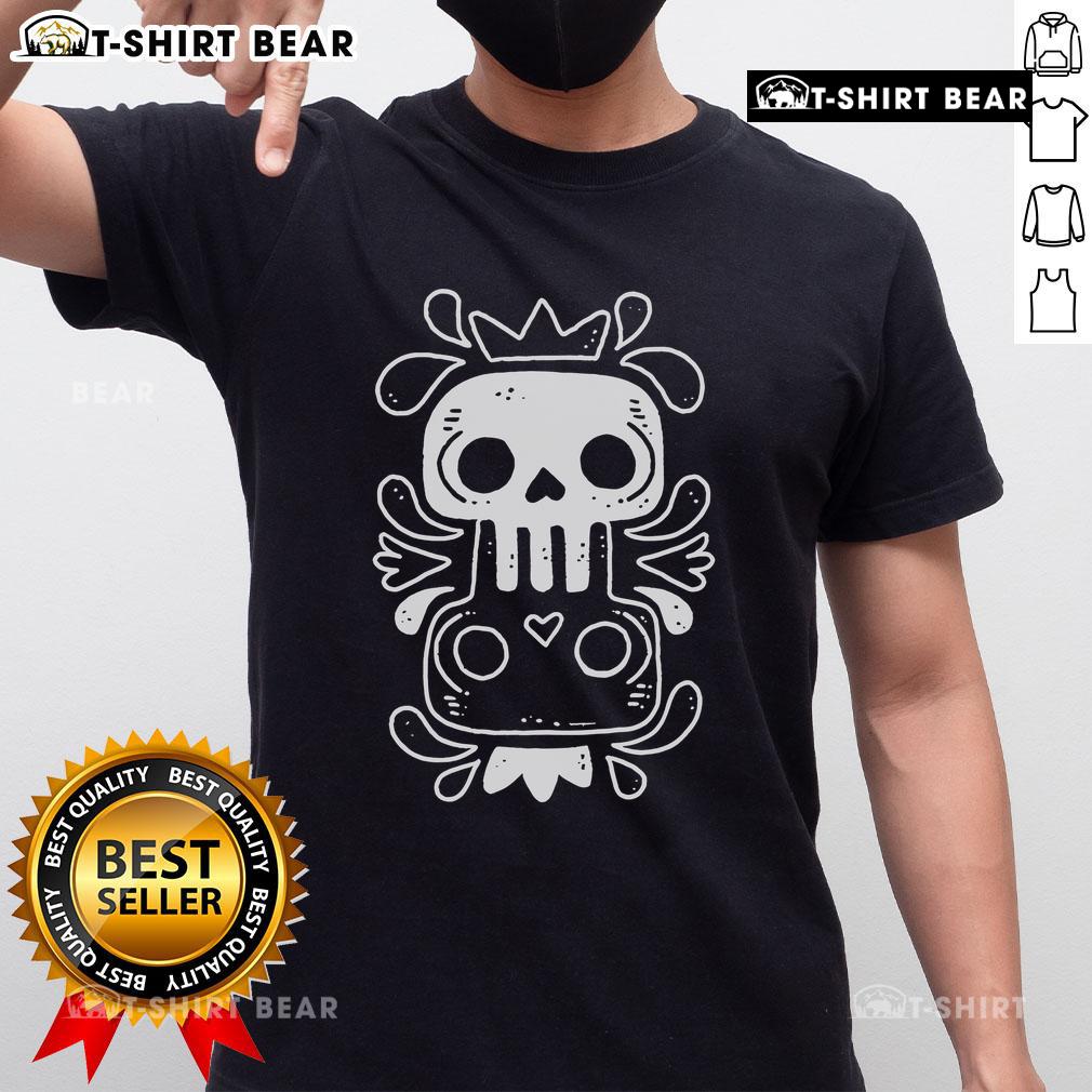 Alt Text: Pretty Dos Calaveras Skull T-Shirt featuring vibrant skull designs, perfect for Day of the Dead celebrations.