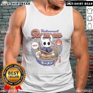 Vintage tank top featuring Pretty Hollow Knight Hallownest ramen design, perfect for fans of the game and stylish apparel.