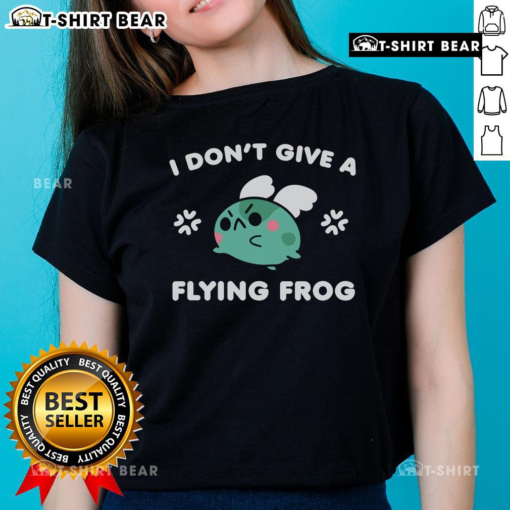 Pretty I Don't Give A Flying Frog Ladies Tee featuring a playful frog graphic, perfect for casual fashion lovers.