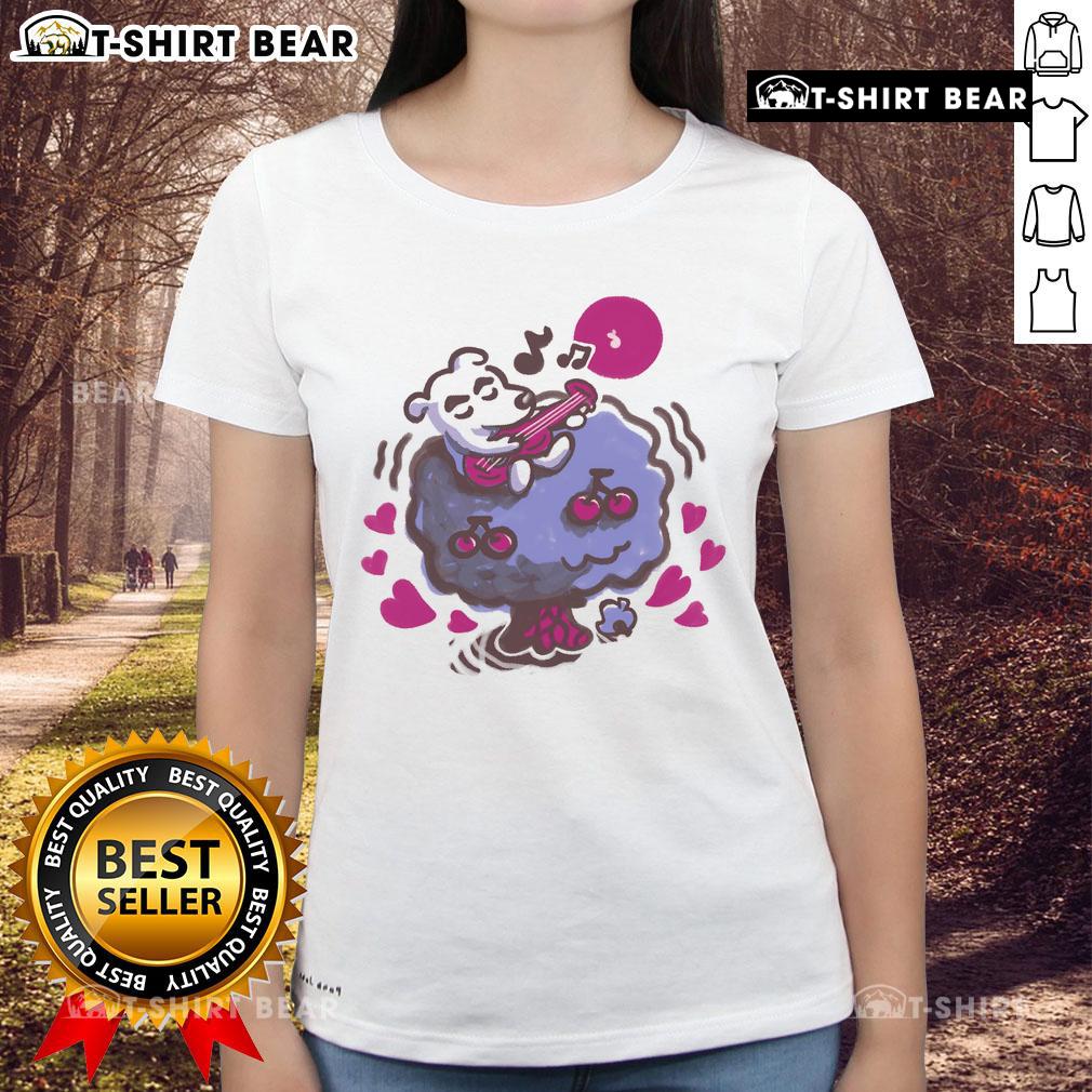 Alt Text: Pretty K.K. Slider Animal Crossing Cherry Tree Serenade evening vibes ladies tee with vibrant graphics and cozy fit.