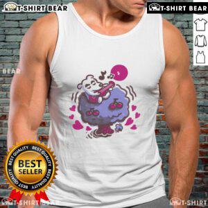Alt Text: Pretty K.K. Slider tank top featuring Animal Crossing cherry tree and evening vibes design.