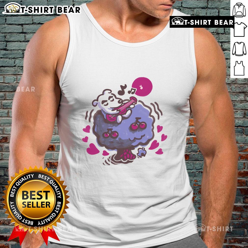 Alt Text: Pretty K.K. Slider tank top featuring Animal Crossing cherry tree and evening vibes design.