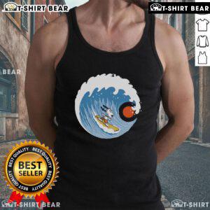 Pretty Snoopy Big Wave Adventure 2 tank top featuring a vibrant design of Snoopy surfing on a big wave.