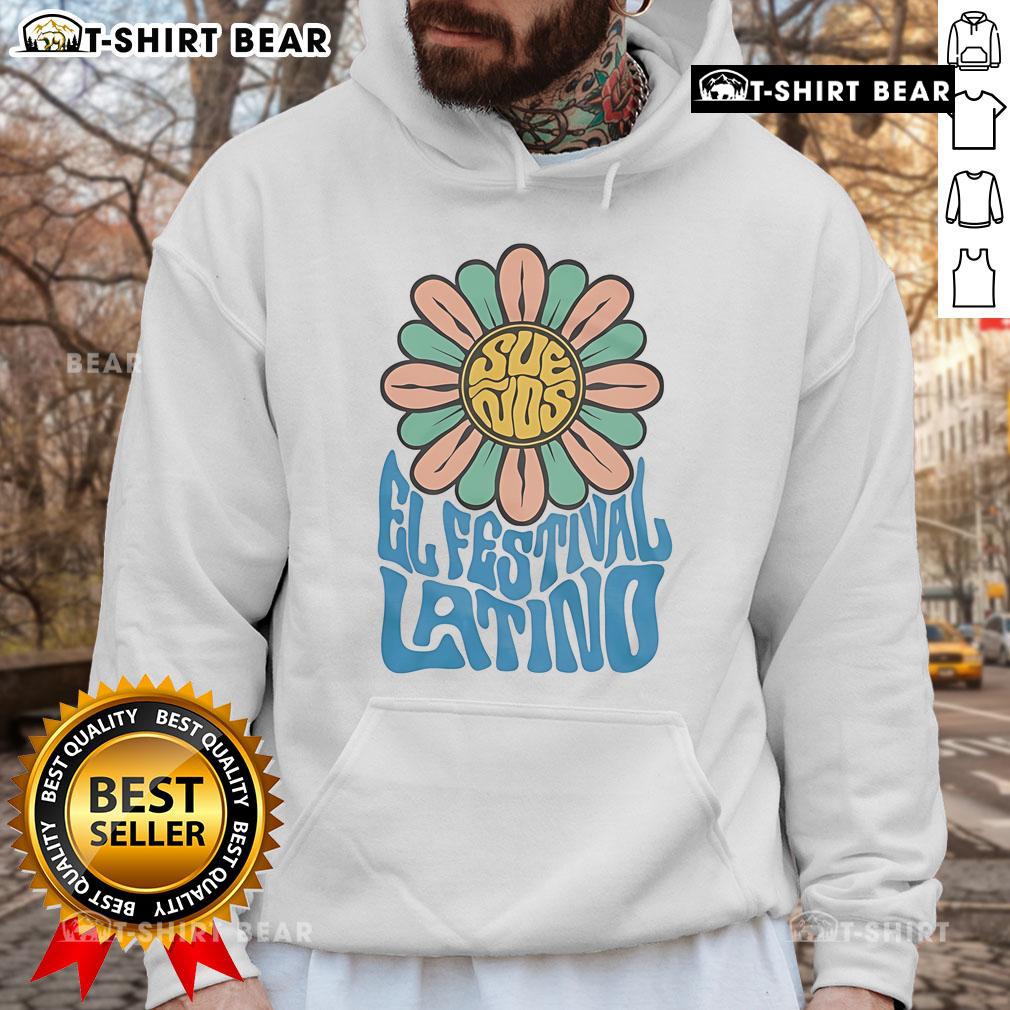 Alt Text: Colorful Pretty Suenos El Festival Latino Flower Hoodie featuring vibrant floral patterns, perfect for festival wear.