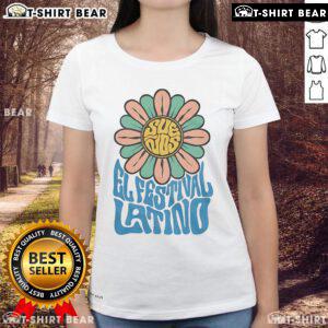 Pretty Suenos El Festival Latino Flower Ladies Tee showcasing vibrant floral design and cultural celebration.