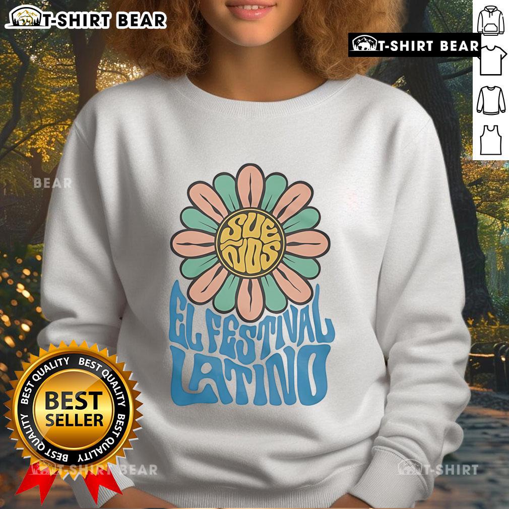 Pretty Suenos El Festival Latino Flower Sweatshirt featuring vibrant floral design perfect for celebrating Latino culture.