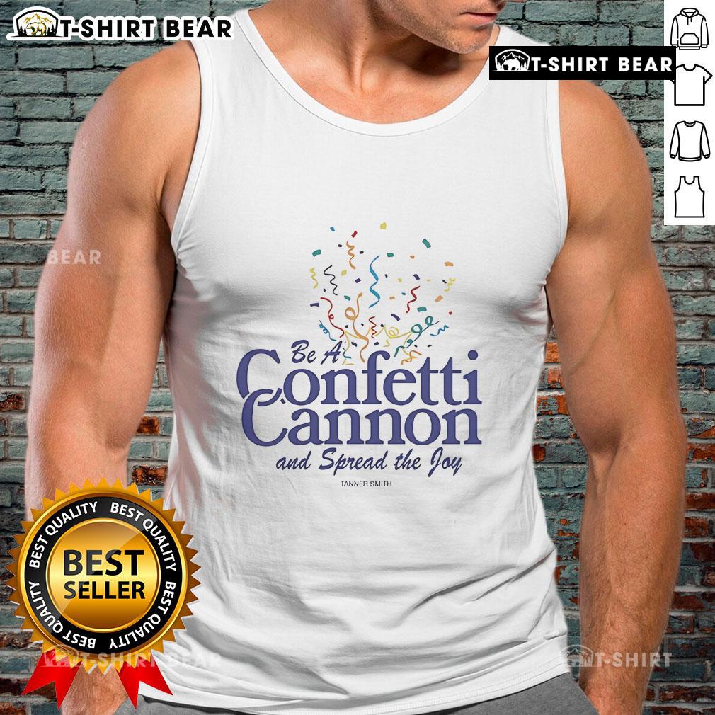 Pretty Tanner Smith Be A Confetti Cannon and Spread the Joy Tank Top in vibrant colors, perfect for cheerful summer outfits.