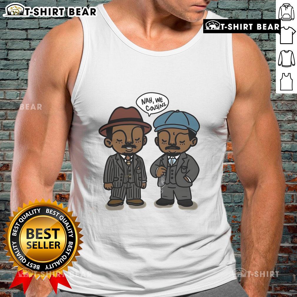 Sinners Nah We Cousins tank top featuring bold graphic design, perfect for casual wear and showcasing unique style.