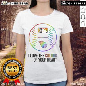 Top Cleveland Guardians Baseball I Love The Colour Of Your Heart Pride Month 2025 Ladies Tee showcasing vibrant design.