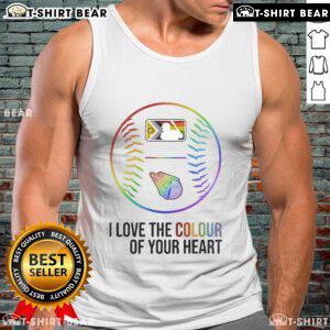 Top Cleveland Guardians baseball tank top for Pride Month 2025, featuring vibrant heart design and team colors.