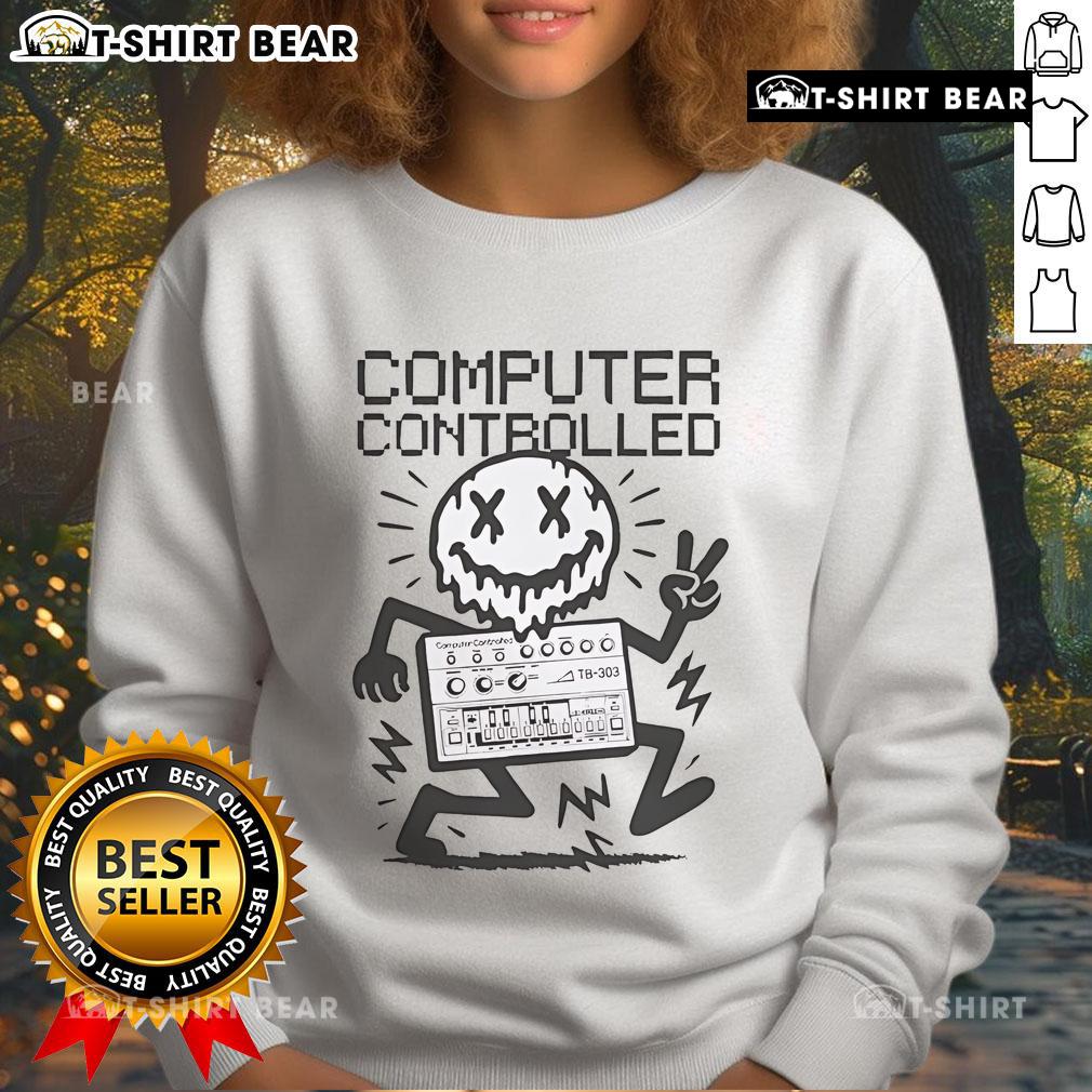 Alt Text: Stylish top computer-controlled face melt sweatshirt featuring vibrant graphics and a comfortable fit for casual wear.