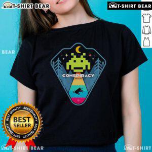 Top Conspiracy Dealer Retro Games Ladies Tee featuring vibrant graphics and a stylish fit for gamers and enthusiasts.