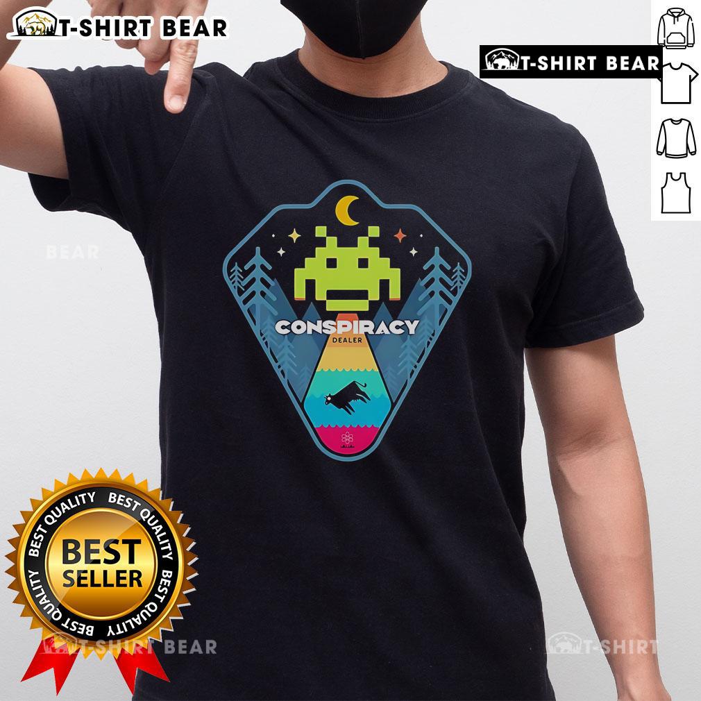 Top Conspiracy Dealer Retro Games T-Shirt featuring vintage game graphics in a stylish design for gamers.