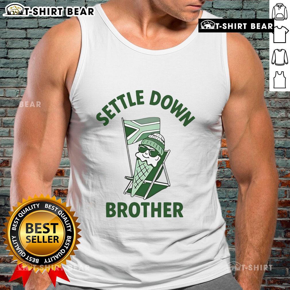 Alt Text: Top Dan Corder Ice Cream Settle Down Brother tank top featuring colorful ice cream graphics on a casual wear design.
