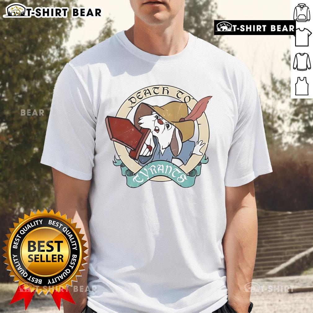 Top Death To Tyrants T-Shirt featuring bold graphic design and vibrant colors, perfect for expressing your freedom stance.