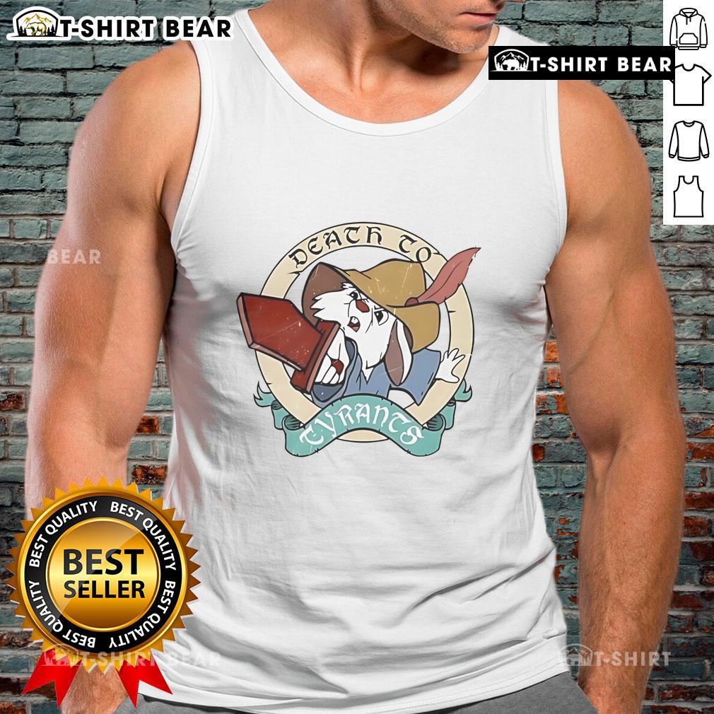Top Death to Tyrants tank top featuring bold graphic design, perfect for making a statement in casual wear.