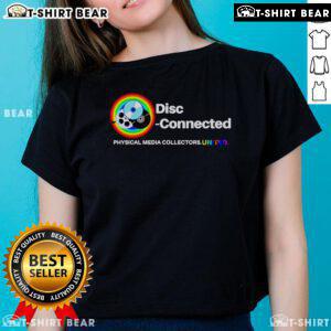 Top Disc Connected Physical Media Collectors United Ladies Tee featuring vibrant design for media enthusiasts.