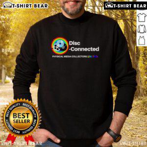 Alt Text: Top Disc Connected Physical Media Collectors United Sweatshirt in casual style, perfect for music and media enthusiasts.