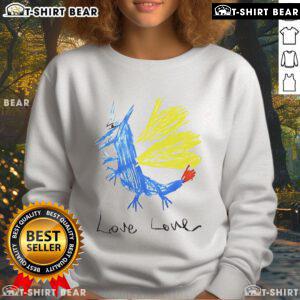 Colorful art sweatshirt featuring a vibrant design of a top dragon and the word 'Love' for unique style and comfort.