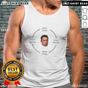 Top Elon Musk Hard Times Great Memes Good Time And Weak Memes Tank Top featuring humorous graphics and vibrant colors.