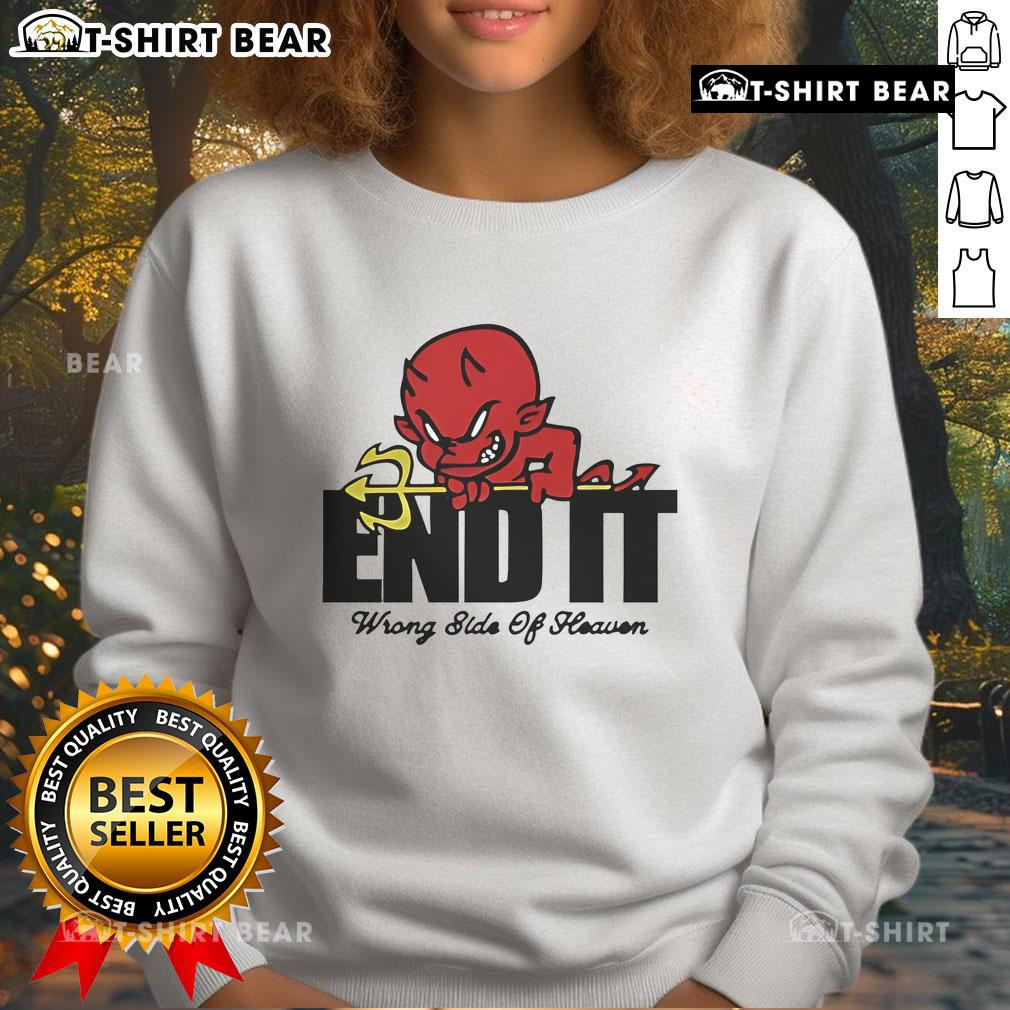 Top End It Devil Wrong Side of Heaven Sweatshirt in black, featuring a bold graphic design and cozy fit for casual wear.