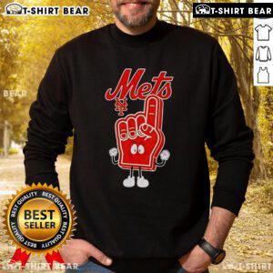Alt Text: Top Foam Hand Number One Finger with New York Mets Sweatshirt, perfect for game day and cheering for your team.