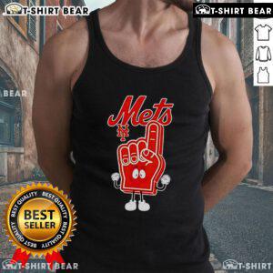 New York Mets tank top featuring a top foam hand with number one finger, perfect for baseball fans.