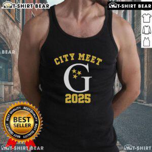 Top Gettysvue Swim City Meet 2025 tank top featuring vibrant colors and logo, perfect for swim team supporters.