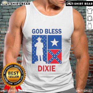 Top God Bless Dixie Southern Soldier Tank Top featuring patriotic design and comfortable fit for summer wear.