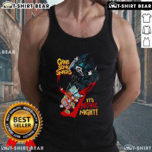 Alt Text: Top Grab Some Snacks It's Movie Night Tank Top featuring a fun design perfect for cozy movie nights.