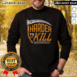 Top Harder To Kill Sweatshirt in black, featuring bold graphic design and comfortable fit for stylish casual wear.