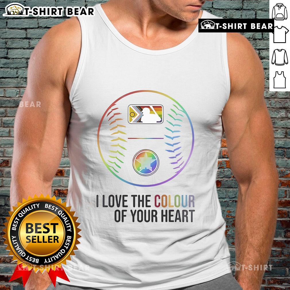 Top Houston Astros baseball tank top for Pride Month 2025 featuring 'I Love The Colour Of Your Heart' design.