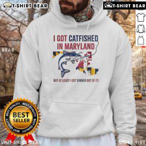 Top I Got Catfished In Maryland Hoodie featuring bold text and vibrant colors, perfect for casual wear and humor.