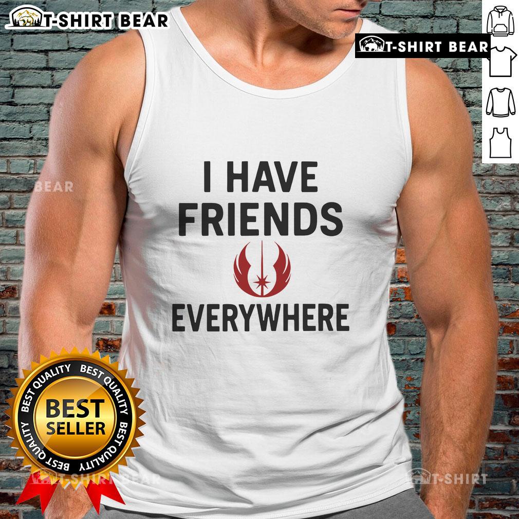 Top I Have Friends Everywhere Star Wars Tank Top featuring iconic characters in a stylish, vibrant design.