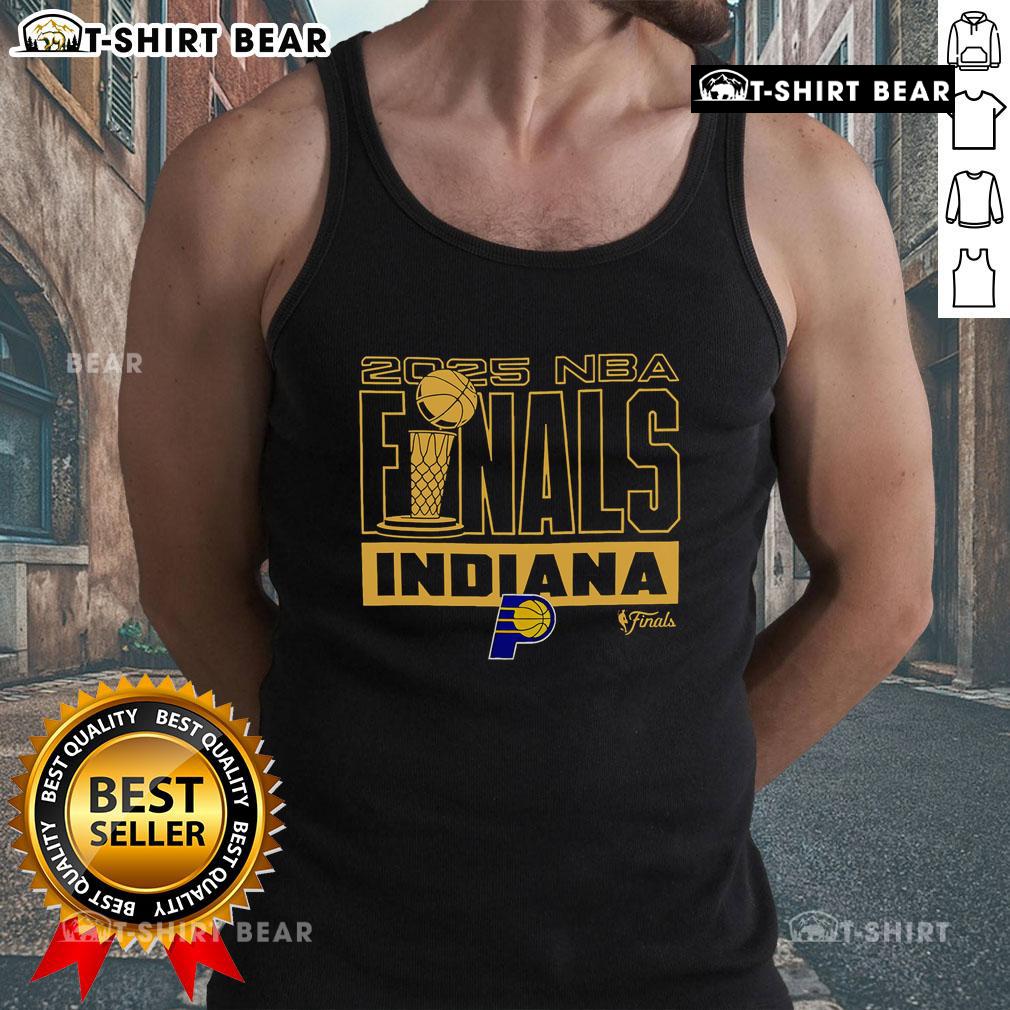 Top Indiana Pacers 2025 NBA Finals Trophy Tank Top featuring vibrant team colors and logo for passionate fans.