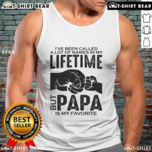 Father's Day tank top featuring the phrase 'Papa Is My Favorite' among various names, perfect for celebrating dads.