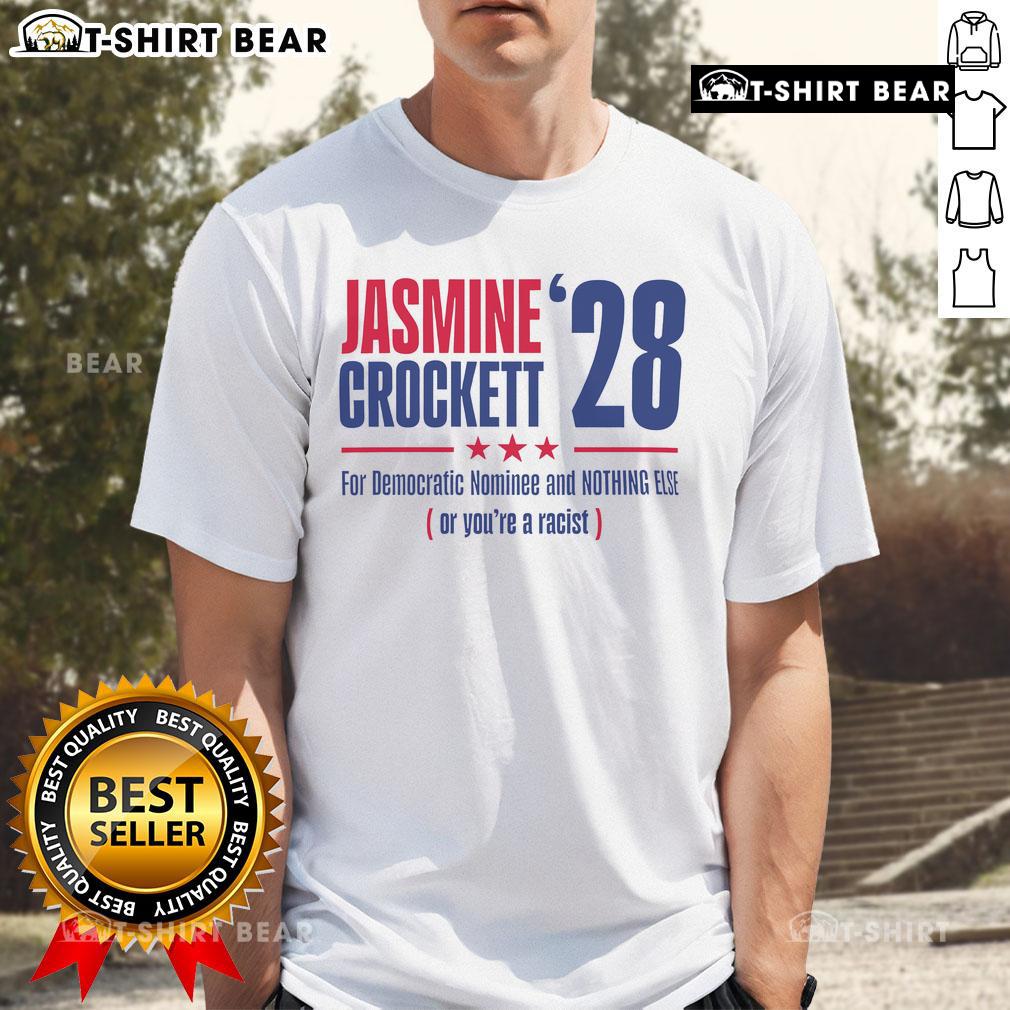 Top Jasmine Crockett '28 T-Shirt for Democratic Nominee - Bold message against racism and support for diversity.