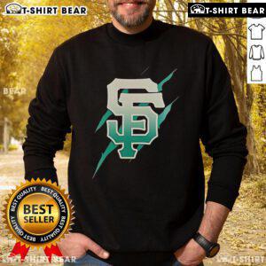 Alt Text: Stylish Top Jurassic World Rebirth sweatshirt featuring the San Francisco Giants logo, perfect for fans and casual wear.