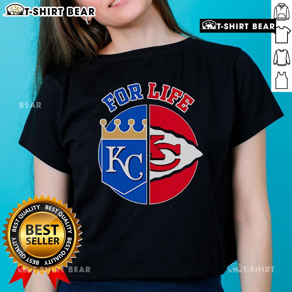 Top Kansas City Chiefs and Royals for Life Ladies Tee featuring team logos and vibrant colors for sports fans.