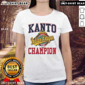 Vintage 90s ladies tee featuring Top Kanto League Champion design, perfect for Pokmon fans and retro fashion enthusiasts.