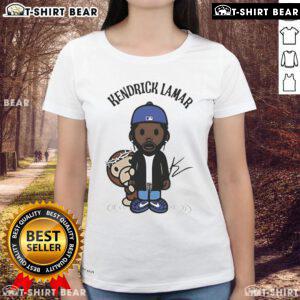 Top Kendrick Lamar with monkey chibi design on a stylish ladies tee, perfect for fans of hip-hop fashion.