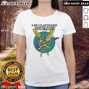 Top Les Claypool's Fearless Flying Frog Brigade Summer of Green ladies tee featuring vibrant frog artwork.