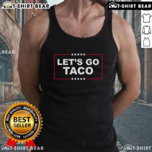 Funny Donald Trump tank top featuring 'Let's Go Taco' slogan, perfect for casual wear and humorous political statements.