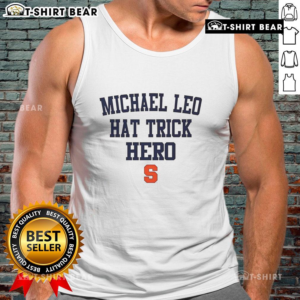 Top Michael Leo Jr. Hat Trick Hero Syracuse Lacrosse tank top featuring vibrant team colors and a dynamic design.