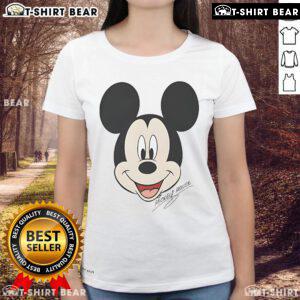 Top Mickey Mouse Disney Big Face Ladies Tee featuring a vibrant graphic design of Mickey Mouse's iconic face.