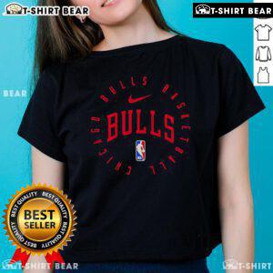 Stylish Chicago Bulls 2025 ladies tee featuring team colors and logo, perfect for female basketball fans.