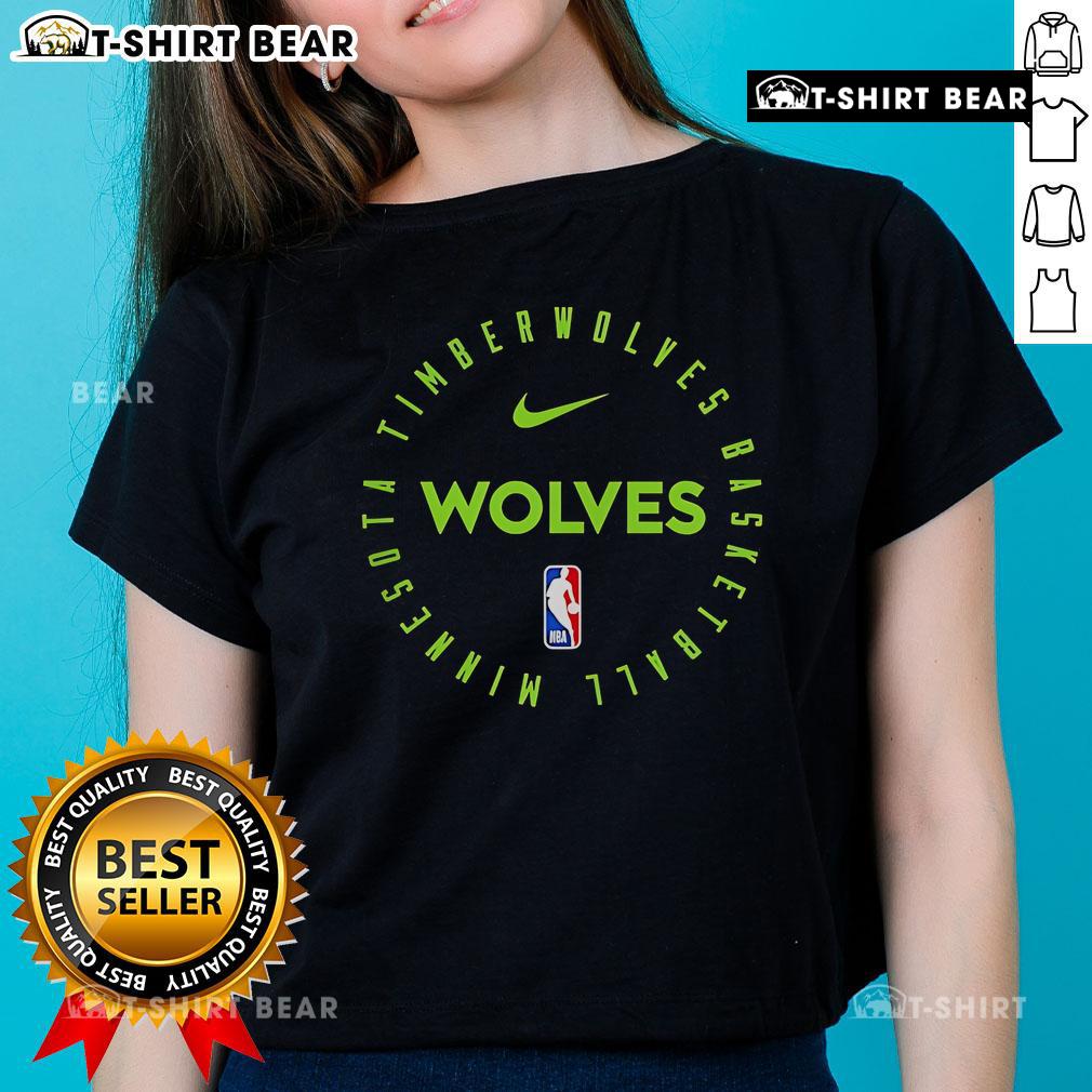2025 Minnesota Timberwolves ladies tee featuring team colors and logo, perfect for female NBA fans.