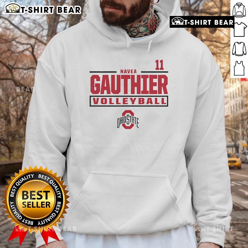 Alt Text: Top Navea Gauthier Ohio State Buckeyes Volleyball 11 hoodie featuring team logo and vibrant colors for fans.